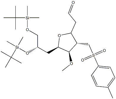 2-((2S,3S,4R,5R)-5-((S)-2,3-bis(tert-butyldimethylsilyloxy)propyl)-4-methoxy-3-(tosylmethyl)tetrahydrofuran-2-yl)एसिटाल्डिहाइड