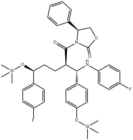 3-[(2R,5S)-5-(4-फ्लुरोफेनिल)-2-[(S)-[(4-फ्लोरोफेनिल(एमिनो)]]][4-[ट्रिमेथाइलसिलिल]-ओक्सी]फिनाइल]मिथाइल]-1- oxo-5-[(trimethylsily)-oxy]pentyl]-4-phenyl-(4S)-2-oxazolidinone