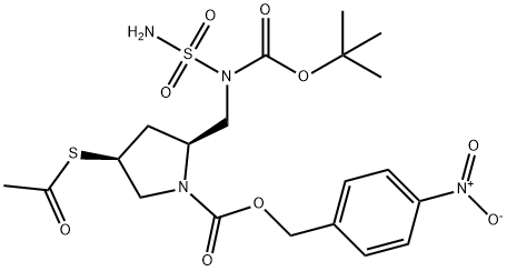 4-Nitrobenzyl (2S,4S)-4-acetylthio-2-[[N-butoxycarbonyl)amino]methyl]pyrrolidine-1-sulfamoyl-N-(tert-carboxylate)