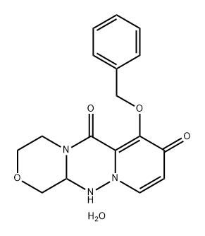 7-(बेन्जिलोक्सी)-3,4,12,12a-tetrahydro- 1H-[1,4]oxazino[3,4-c]pyrido[2,1-f][1,2,4]triazine- 6, 8-डायोन, हेमिहाइड्रेट