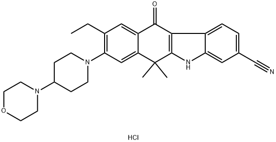 9-ethyl-6,6-diMethyl-8-(4-Morpholinopiperidin-1-yl)-11-oxo-5a,6,11,11a-tetrahydro-5H-benzo[b]carbazole-3-carbonitrile हाइड्रोक्लोराइड