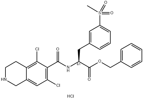 L-फेनिलालानिन, N-[(5,7-dichloro-1,2,3,4-tetrahydro-6-isoquinolinyl) carbonyl]-3-(methylsulfonyl)-, phenylmethyl ester, हाइड्रोक्लोराइड (1:1)