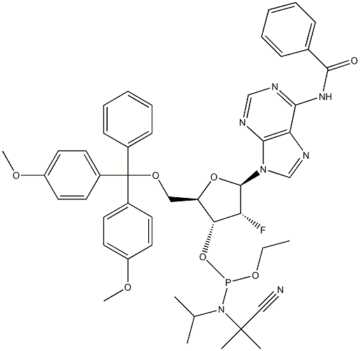 N-Benzoyl-5'-O-[bis(4-methoxyphenyl)phenylmethyl]-2'-deoxy-2'-fluoroadenosine 3'-[2-cyanoethyl N,N-bis(1-methylethyl) phosphoramidite]